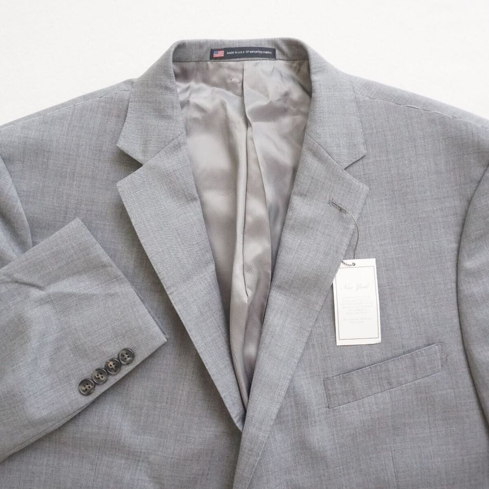 Hart Schaffner Marx Mens Blazer Suit Jacket Gray Worsted Wool Blend 2 Button 50R